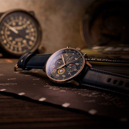 AVI-8 Hawker Hurricane Classic Chronograph Regent blå læderrem Blue Dial Quartz AV-4011-0Q herreur