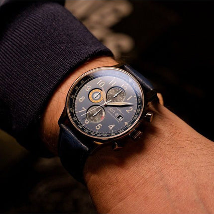 AVI-8 Hawker Hurricane Classic Chronograph Regent blå læderrem Blue Dial Quartz AV-4011-0Q herreur