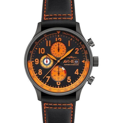 AVI-8 Hawker Hurricane Classic Chronograph Noire læderrem med sort skive AV-4011-0R herreur