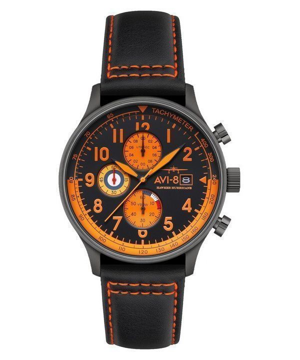 AVI-8 Hawker Hurricane Classic Chronograph Noire læderrem med sort skive AV-4011-0R herreur