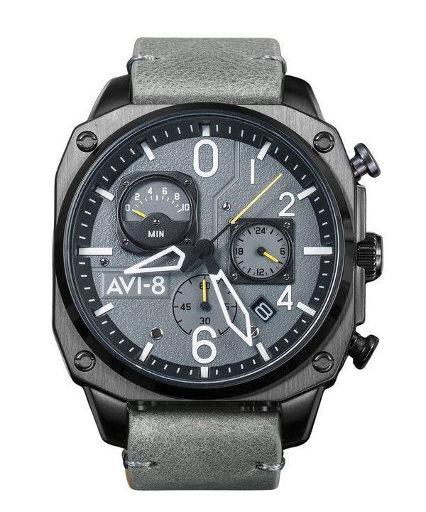 AVI-8 Hawker Hunter retrograd kronograf Sea Grey Dial Quartz AV-4052-03 herreur