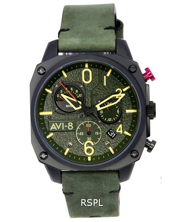 AVI-8 Hawker Hunter Deep Green Retrograd Chronograph Quartz AV-4052-08 herreur