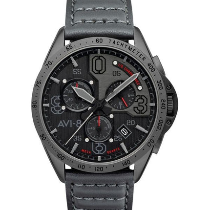 AVI-8 P-51 Mustang Blakeslee Chronograph Brevet læderrem Black Dial Quartz AV-4077-03 Herreur