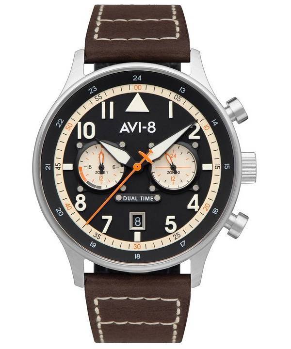 AVI-8 Hawker Hurricane Carey Dual Time Manston Black Dial Quartz AV-4088-01 herreur