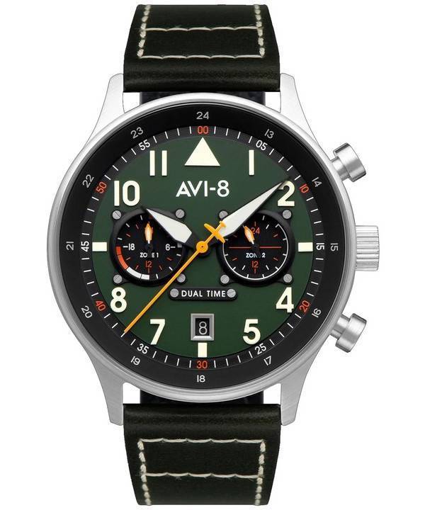 AVI-8 Hawker Hurricane Carey Dual Time Merville Green Dial Quartz AV-4088-02 herreur