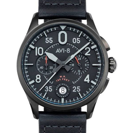 AVI-8 Spitfire Lock Chronograph Slate Black Quartz AV-4089-03 herreur