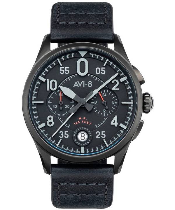 AVI-8 Spitfire Lock Chronograph Slate Black Quartz AV-4089-03 herreur