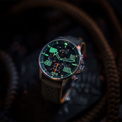 AVI-8 Hawker Typhoon Rb396 Sheila Chronograph Limited Edition Goch Green Dial Quartz AV-4093-08 herreur