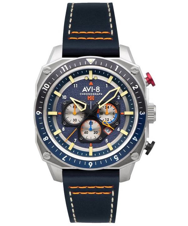 AVI-8 Hawker Hunter Atlas Dual Time Chronograph Pavillion Blue Quartz AV-4100-02 herreur