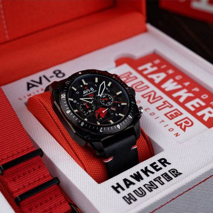 AVI-8 Hawker Hunter Atlas Chronograph Singapore Air Force Limited Edition Pegasus Black Quartz AV-4100-0A herreur