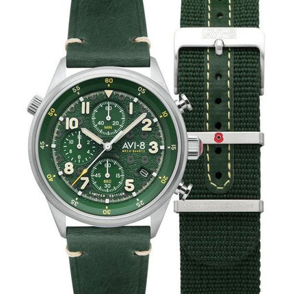 AVI-8 Flyboy Royal British Legion Tri-Service Chronograph Limited Edition Marlborough Lines Green Dial Quartz AV-4102-RBL-03 Mæn