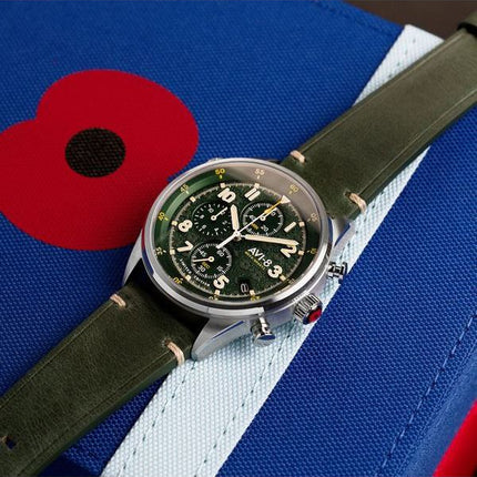 AVI-8 Flyboy Royal British Legion Tri-Service Chronograph Limited Edition Marlborough Lines Green Dial Quartz AV-4102-RBL-03 Mæn