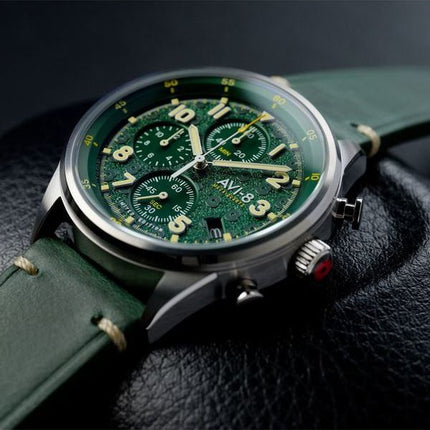 AVI-8 Flyboy Royal British Legion Tri-Service Chronograph Limited Edition Marlborough Lines Green Dial Quartz AV-4102-RBL-03 Mæn