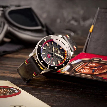 AVI-8 Flyboy Tuskegee Airmen Limited Edition Licata Black Dial Quartz AV-4103-01 herreur med ekstra rem