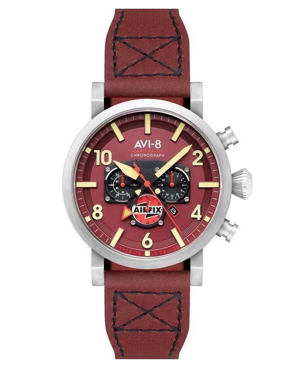 AVI-8 Dambuster Gibson Dual Time Chronograph Airfix Edition Hazard Red Dial AV-4107-04 herreur