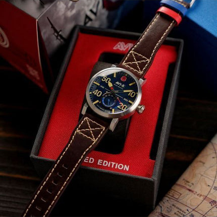 AVI-8 Dambuster 80-års jubilæum Royal British Legion Meca-Quartz Limited Edition Navy Blue AV-4108-RBL-02 Herreur