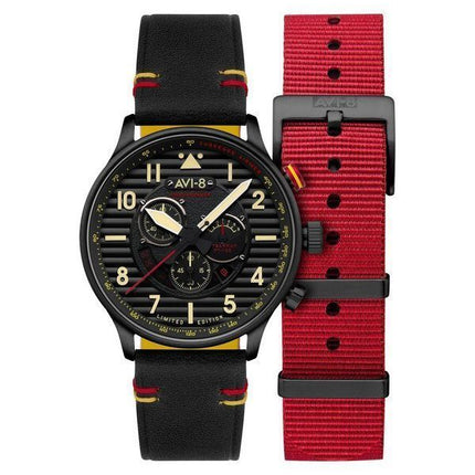 AVI-8 Flyboy Spirit Of Tuskegee Chronograph Limited Edition Anderson Black Dial Quartz AV-4109-01 Herreur med ekstra rem