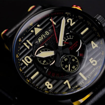 AVI-8 Flyboy Spirit Of Tuskegee Chronograph Limited Edition Anderson Black Dial Quartz AV-4109-01 Herreur med ekstra rem