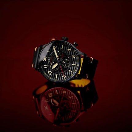 AVI-8 Flyboy Spirit Of Tuskegee Chronograph Limited Edition Anderson Black Dial Quartz AV-4109-01 Herreur med ekstra rem