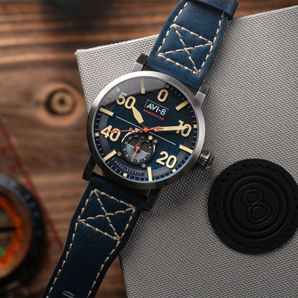 AVI-8 Dambuster Chadwick Meca-Quartz Koboltblå Læderrem Blue Dial AV-4113-01 Herreur