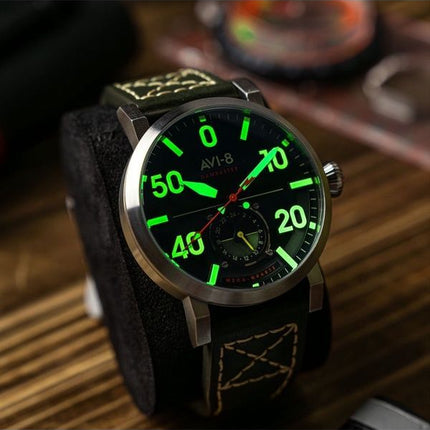 AVI-8 Dambuster Chadwick Meca-Quartz Forest Green Læderrem Grøn Urskive AV-4113-02 Herreur