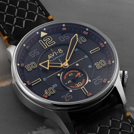 AVI-8 Hawker Typhoon Baldwin Automatisk læderrem Cool Black Dial AV-4119-01 herreur