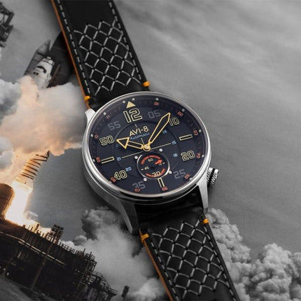 AVI-8 Hawker Typhoon Baldwin Automatisk læderrem Cool Black Dial AV-4119-01 herreur