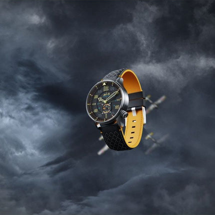 AVI-8 Hawker Typhoon Baldwin Automatisk læderrem Cool Black Dial AV-4119-01 herreur