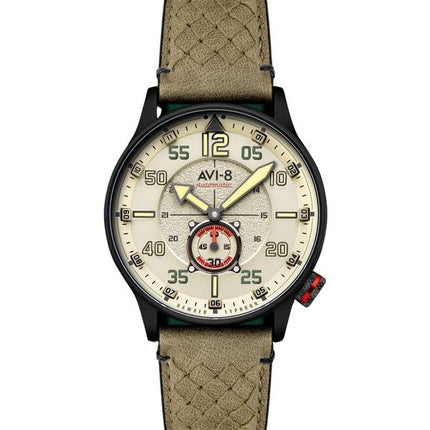 AVI-8 Hawker Typhoon Baldwin Automatisk læderrem Dark Khaki Dial AV-4119-04 herreur