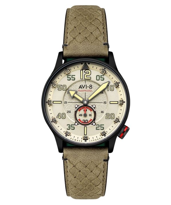 AVI-8 Hawker Typhoon Baldwin Automatisk læderrem Dark Khaki Dial AV-4119-04 herreur