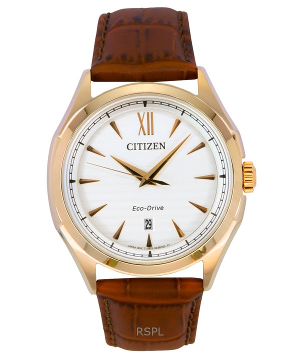 Citizen Eco-Drive læderrem hvid skive AW1753-10A 100M herreur