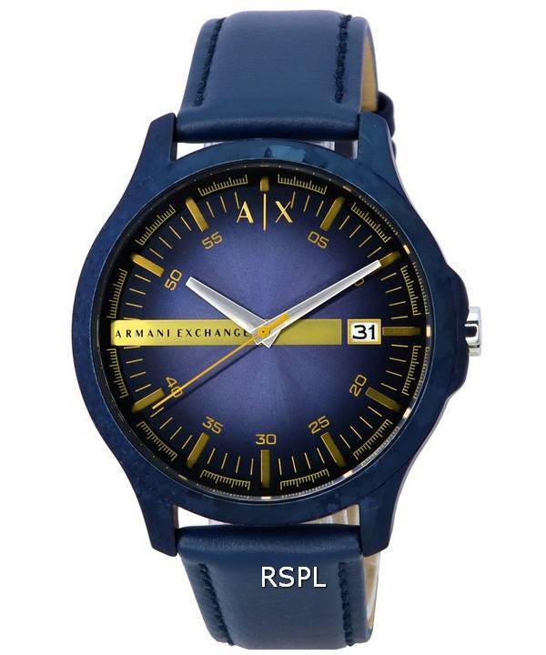 Armani Exchange Hampton læderrem Blue Dial Quartz AX2442 Herreur