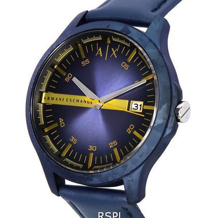 Armani Exchange Hampton læderrem Blue Dial Quartz AX2442 Herreur