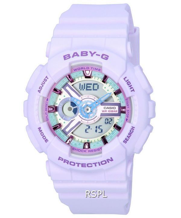 Casio Baby-G analog digital pastel møder metallisk kvarts BA-110XPM-6A BA110XPM-6 100M dameur