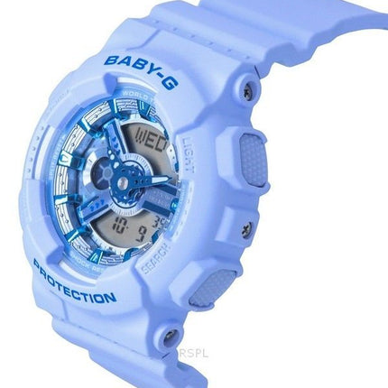 Casio Baby-G Analog Digital Blå Resin Rem Blue Dial Quartz BA-110YK-2A 100M dameur