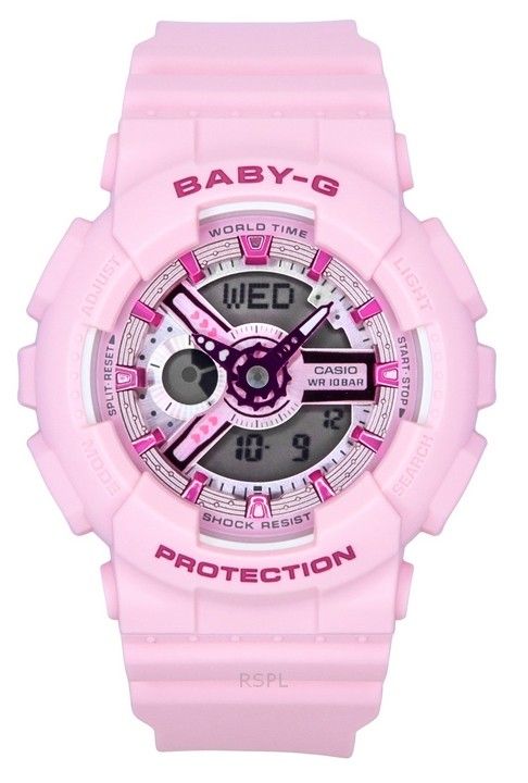 Casio Baby-G Analog Digital Pink Resin Rem Pink Urskive Quartz BA-110YK-4A 100M dameur