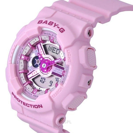 Casio Baby-G Analog Digital Pink Resin Rem Pink Urskive Quartz BA-110YK-4A 100M dameur