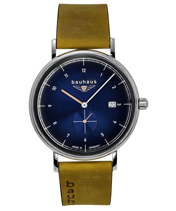 Bauhaus klassisk brun læderrem Blue Dial Quartz 21303 herreur