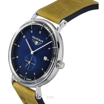 Bauhaus klassisk brun læderrem Blue Dial Quartz 21303 herreur