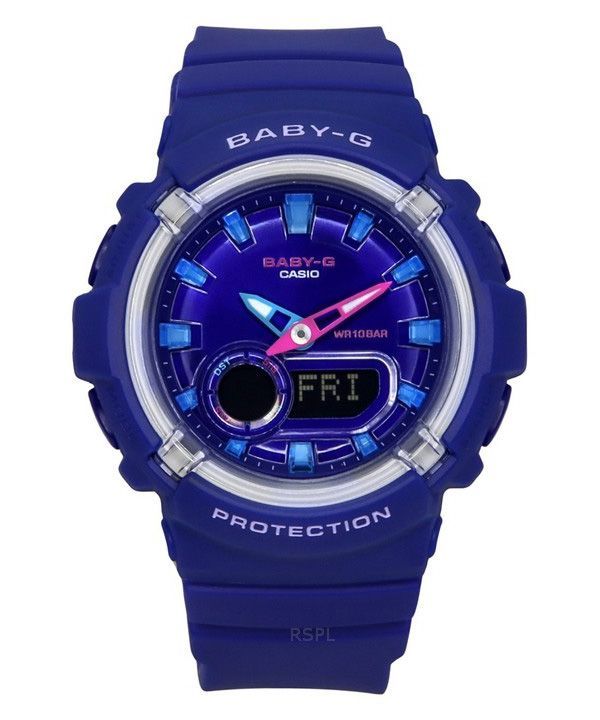 Casio Baby-G Analog Digital Resin Rem Blue Dial Quartz BGA-280DN-2A 100M dameur