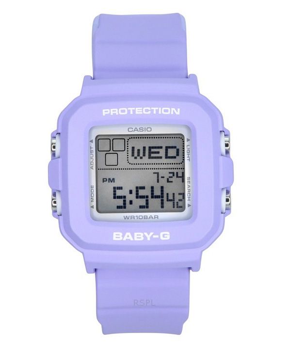 Casio Baby-G Plus Digital 30-års jubilæumslilla harpiksrem Quartz BGD-10K-6 100M dameur med speciel holder