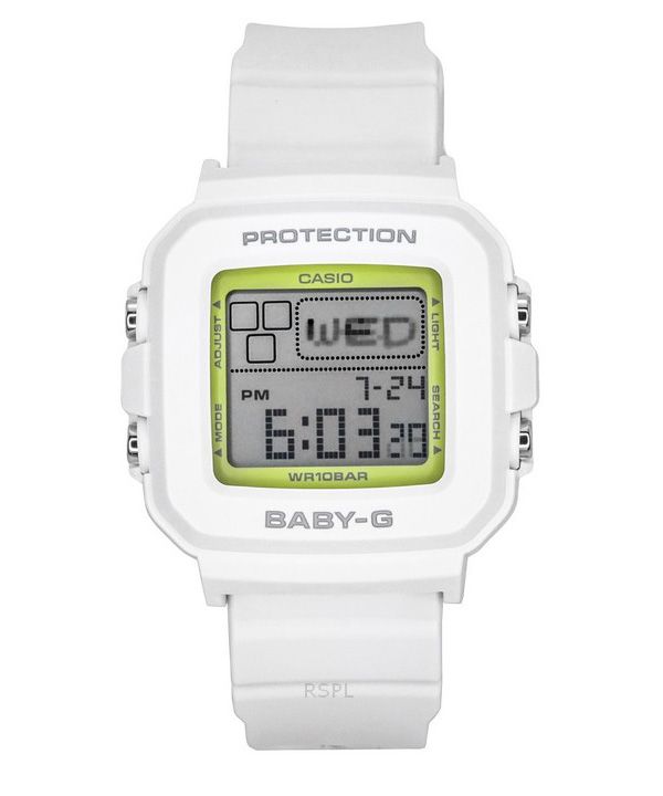 Casio Baby-G Plus Digital 30-års jubilæumsrem med hvid resin Quartz BGD-10K-7 100M dameur med speciel holder