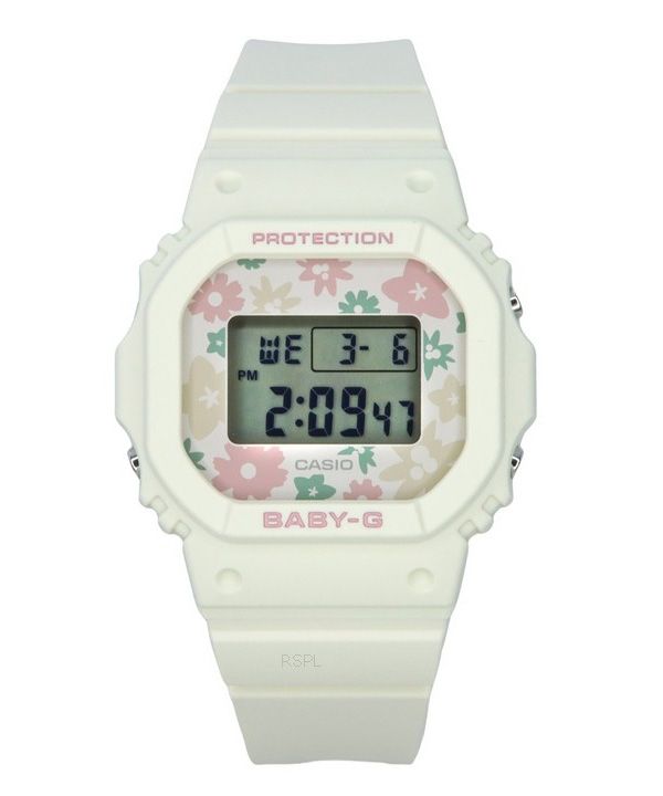 Casio Baby-G Retro Flower Field Digital hvid harpiksrem Quartz BGD-565RP-7 100M dameur