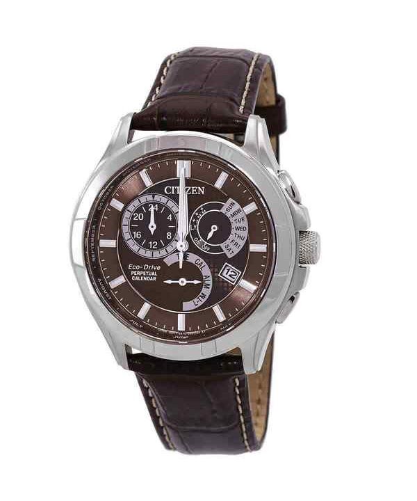 Citizen Eco-Drive Perpetual GMT læderrem Brun skive BL8160-07X 100M herreur