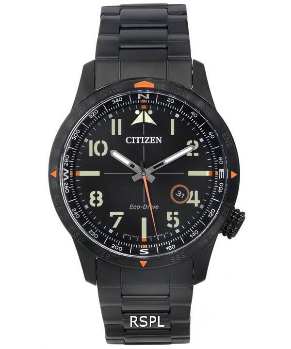 Citizen Eco-Drive rustfrit stål sort skive BM7555-83E 100M herreur