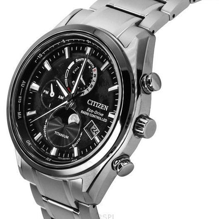 Citizen Tsuki-Yomi radiostyret månefase Super Titanium Black Dial Eco-Drive BY1018-80E 100M herreur