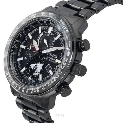 Citizen Promaster Geo Trekker rustfrit stål sort skive Eco-Drive BY3005-56G 200M herre pilotur