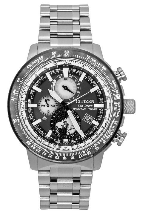 Citizen Promaster Geo Trekker rustfrit stål grå skive Eco-Drive BY3006-53H 200M herre pilotur