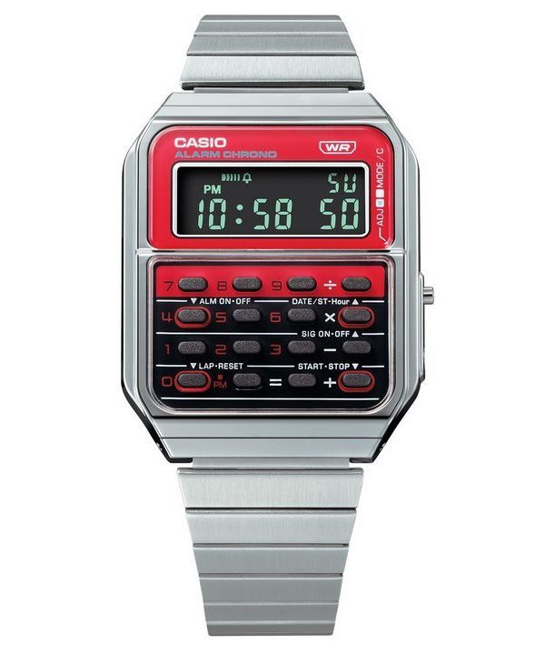 Casio Vintage Heritage Colors Digital rustfrit stål kvarts CA-500WE-4B Unisex lommeregnerur