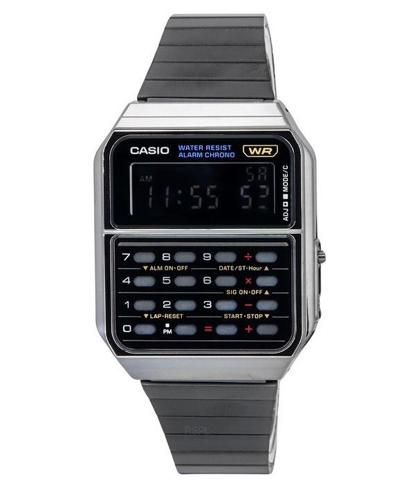 Casio Vintage digital lommeregner rustfrit stål kvarts CA-500WEGG-1B herreur